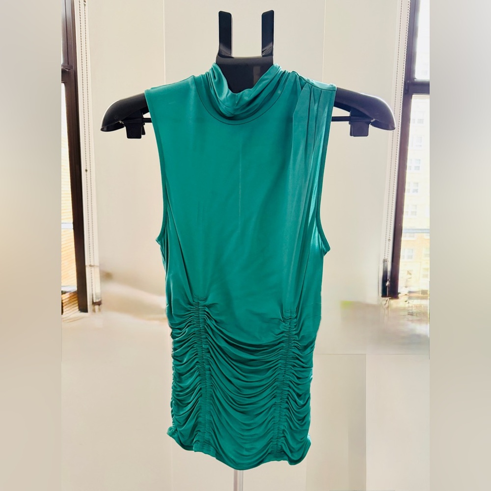 Ramy Brook XS Sleeveless Teal Ruched Top